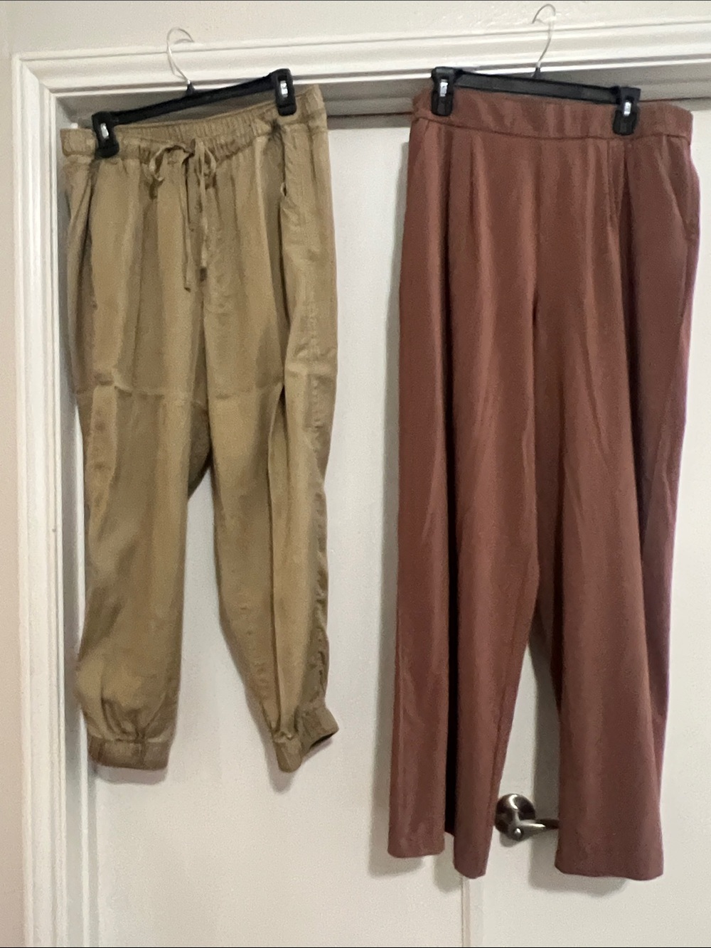 Nine West Beige Jogger Pants & Nine West Rust Wide-Leg Pants